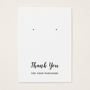 Thank You White Simple Earring Display Cards