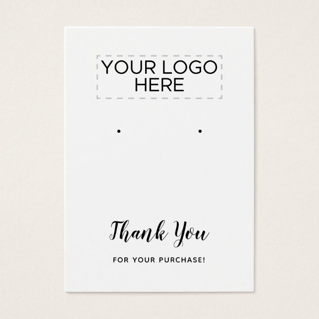 Thank You White Simple Earring Display Cards (Front)