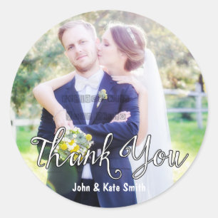THANK YOU White Typography Wedding Favour Stickers