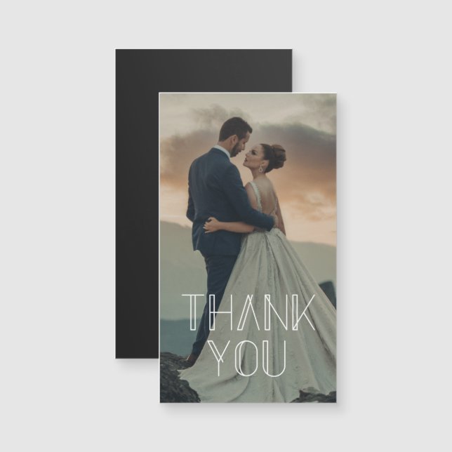 thank you  white typography wedding photo  magnet (Front/Back)