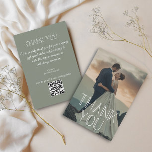 thank you white typography wedding photo qr code invitation