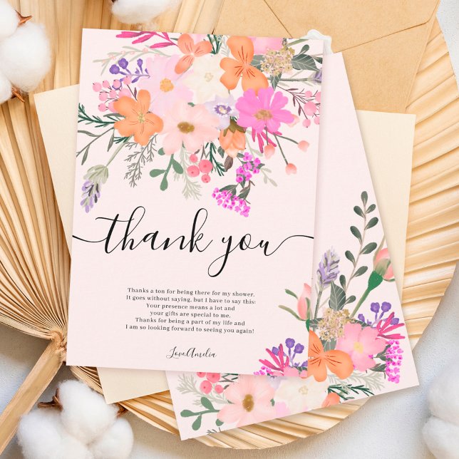 Thank you wild flowers pastel spring shower card (Creator Uploaded)