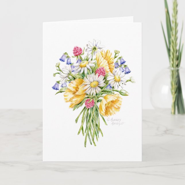 Thank You Wildflower Bouquet Christian God   Card (Front)