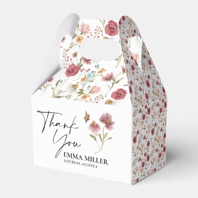 Thank You Wildflower Bridal Shower  Favour Box (Back Side)