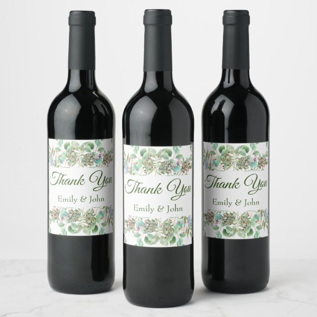 Thank you wine bottle favours label (Bottles)