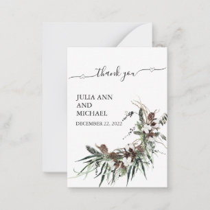 Thank you Winter Foliage Christmas Cotton  Wedding Card