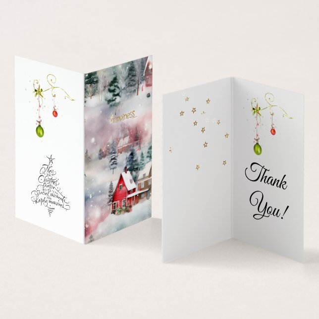 THANK YOU Winter Happiness Holiday Wishes Business Card (Inside and Outside)