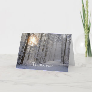 Thank You  Winter Road Trail Trees Frost Card