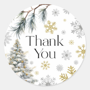 Thank You Winter Wonderland Classic Round Sticker