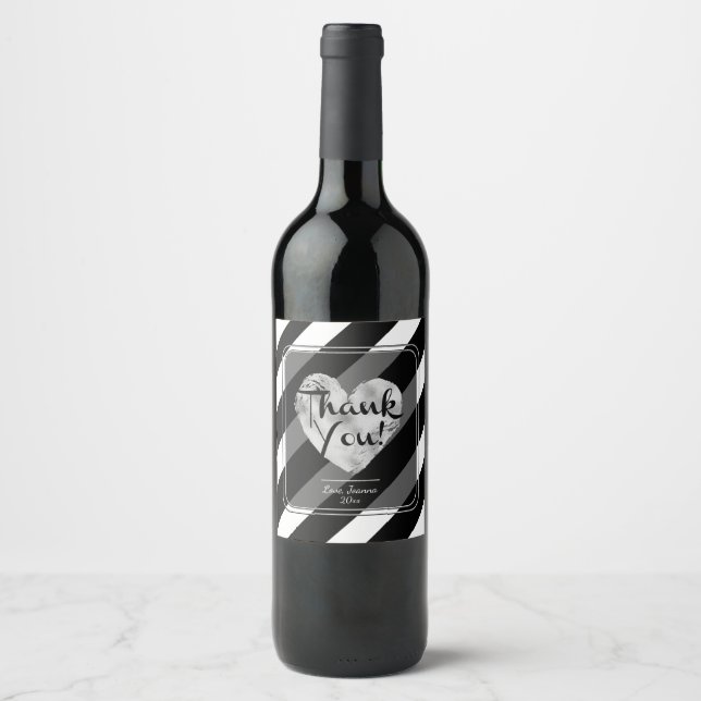 Thank You with a Silver Heart Wine Label (Front)
