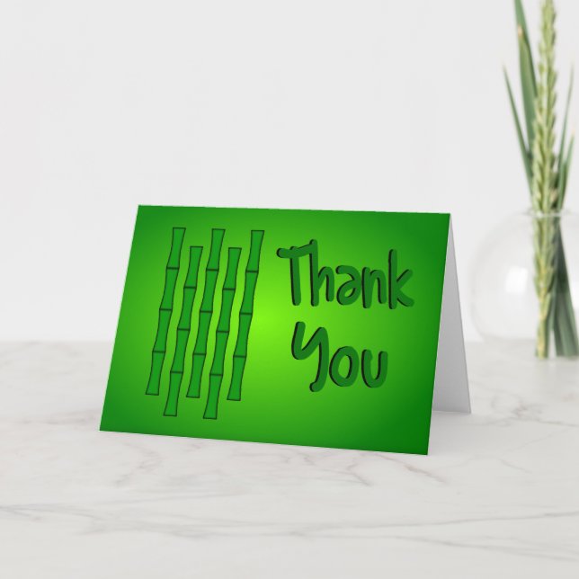 Thank You With Bamboo Design--Green Shading Card (Front)