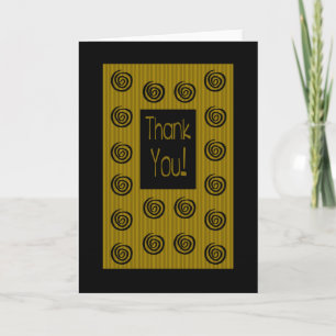 "Thank You" With Big Funky Swirls, Stripes, Border Thank You Card