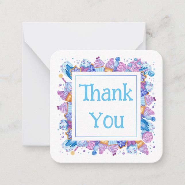 Thank You with Blue Desserts  Card (Front)