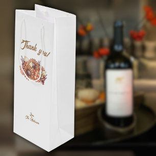 Thank you! with Boho flowers and custom text Wine Gift Bag