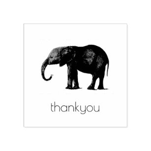 THANK YOU WITH ELEPHANT WOOD ART STAMP
