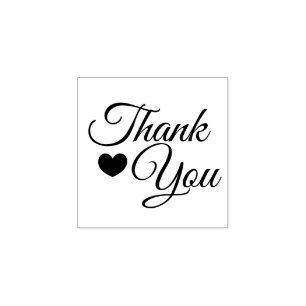 Thank You with Heart Rubber Stamp