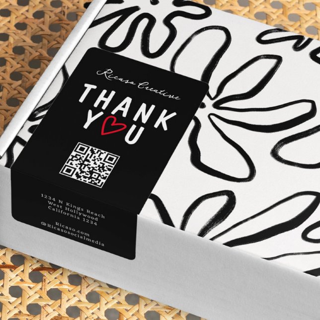 Thank You With Love Heart and QR Code (Thank You With Love Heart and QR Code Labels from Ricaso Add your business details including website)