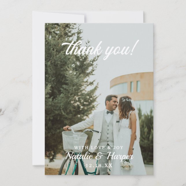 Thank You with Love & Joy Custom Wedding Photo (Front)