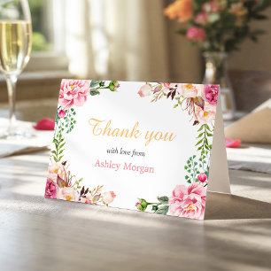Thank You with Love Romantic Chic Floral Wrap Card