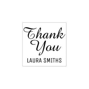thank you with name, simple rubber stamp