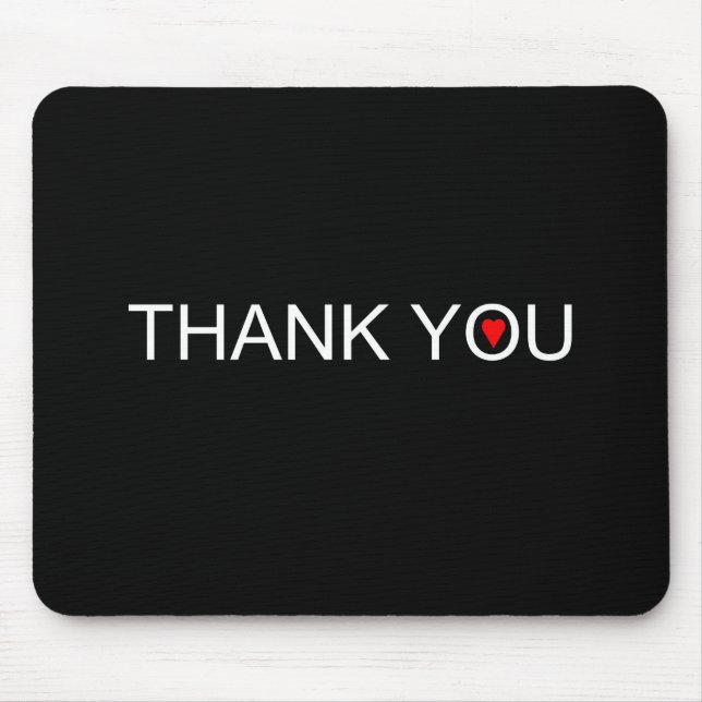 Thank you with one red heart mouse mat (Front)