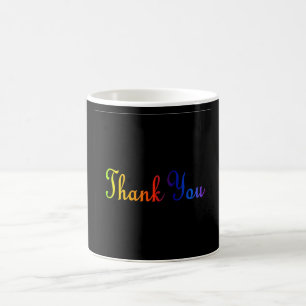 Thank you with Rainbow Colour Text Coffee Mug