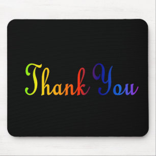 Thank you with Rainbow colour text Mouse Mat