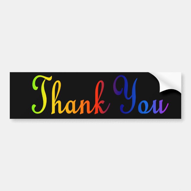 Thank You with Rainbow Colours Bumper Sticker (Front)