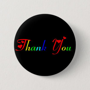 Thank You with Red Hearts 6 Cm Round Badge