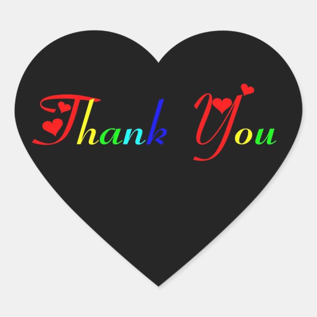 Thank You with Red Hearts Heart Sticker (Front)