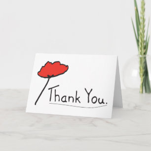 Thank You with Red Poppy Flower Card