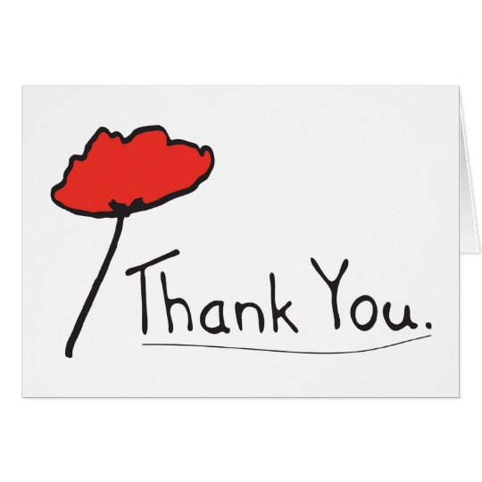 Thank You with Red Poppy Flower Card