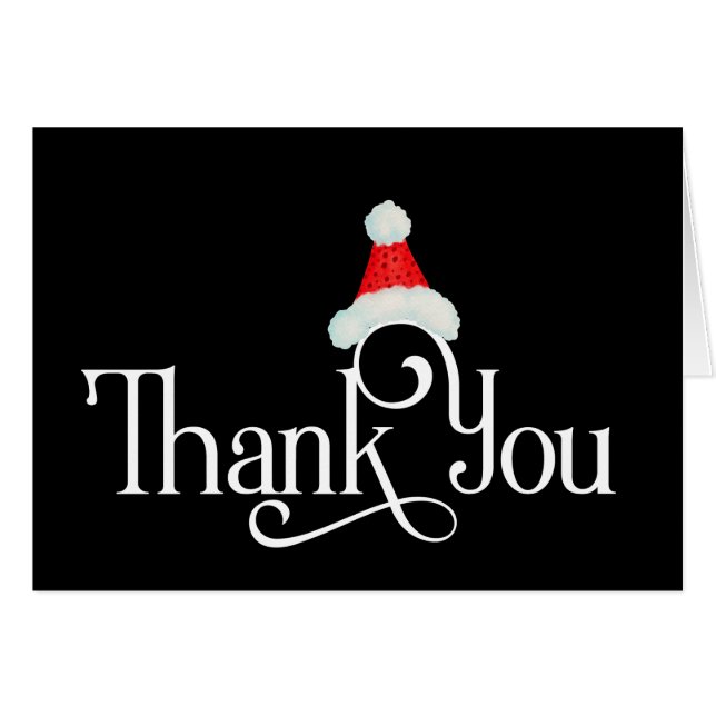 Thank You with Red Santa Hat Personalised (Front Horizontal)