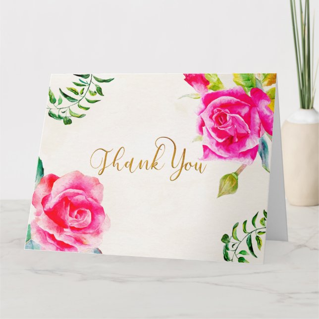 Thank You with Roses Card (Front)