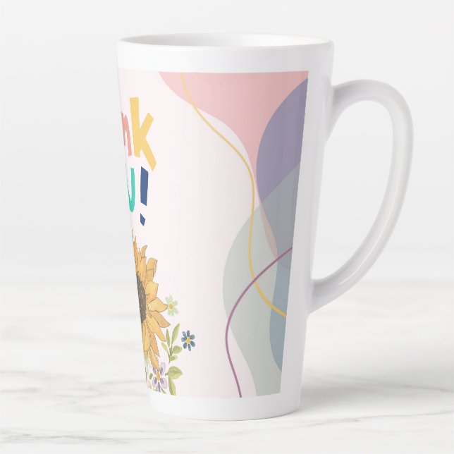 Thank You! with sunflower Latte Mug (Right)