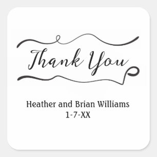Thank you with Swirl - Square Sticker