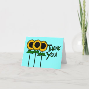 Thank You With Three Outlined Sunflowers Card