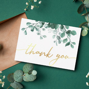 thank you with Watercolor Eucalyptus Greenery Card