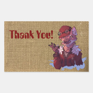 Thank you wolf rectangular sticker