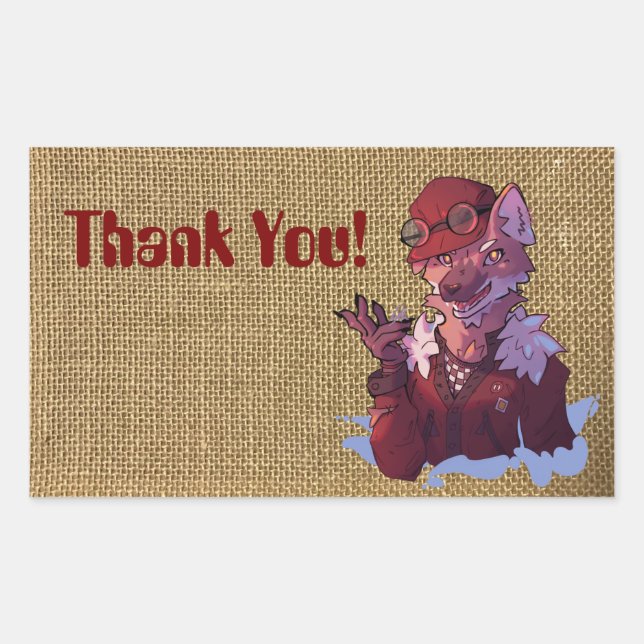 Thank you wolf rectangular sticker (Front)