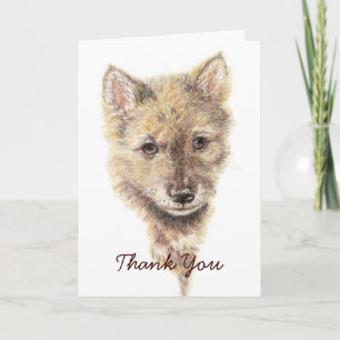 Thank You Wolf, Wolves, Cub, Pup, Nature, wildlife Card