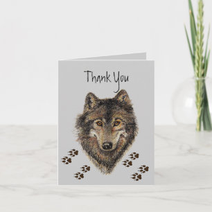 Thank You, Wolves, Wolf Tracks Animal Thank You Card