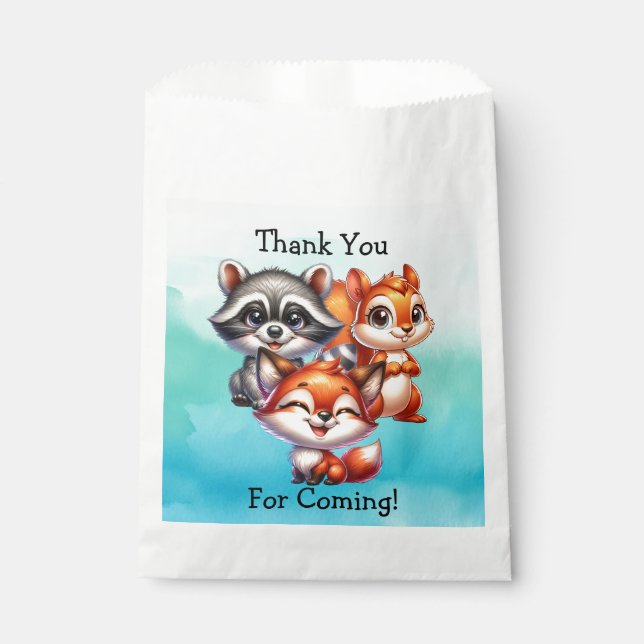 Thank You | Woodland Creatures Baby Shower Favour Bags (Front)