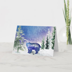 Thank You Woodland Forest Bear Watercolor Card