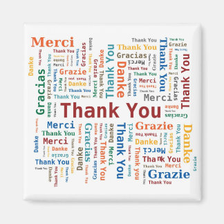 Thank You Word Cloud - 5 Languages - Multicolored Magnet