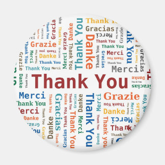 Thank You Word Cloud in 5 languages Magnet