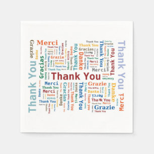 Thank You Word Cloud in 5 languages Napkin
