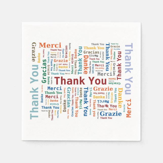 Thank You Word Cloud in 5 languages Napkin (Front)