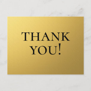 Thank you word on gold background postcard