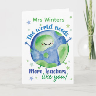 Thank You World Teacher Card – Globe Personalised